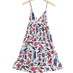 🌈 6/$60, Nieves Lavi Silk, Floral Dress, Red/Geeen/Blue/White, Size 2